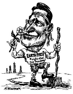 Cartoon showing Gore loving the earth