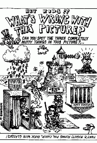 cartoon showing a satirical kids magazine type image