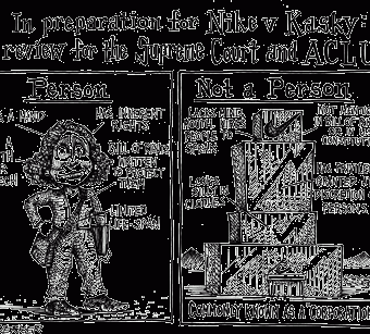 Cartoon highlighting the differences between a person and a corporation