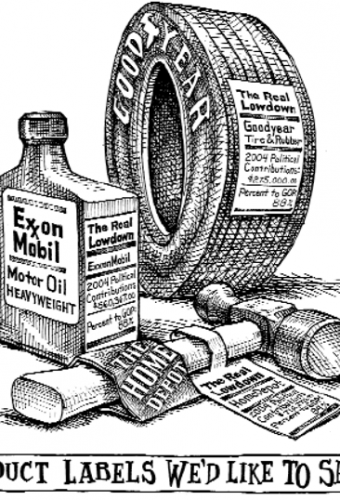 cartoon showing "brand labels we'd like to see"
